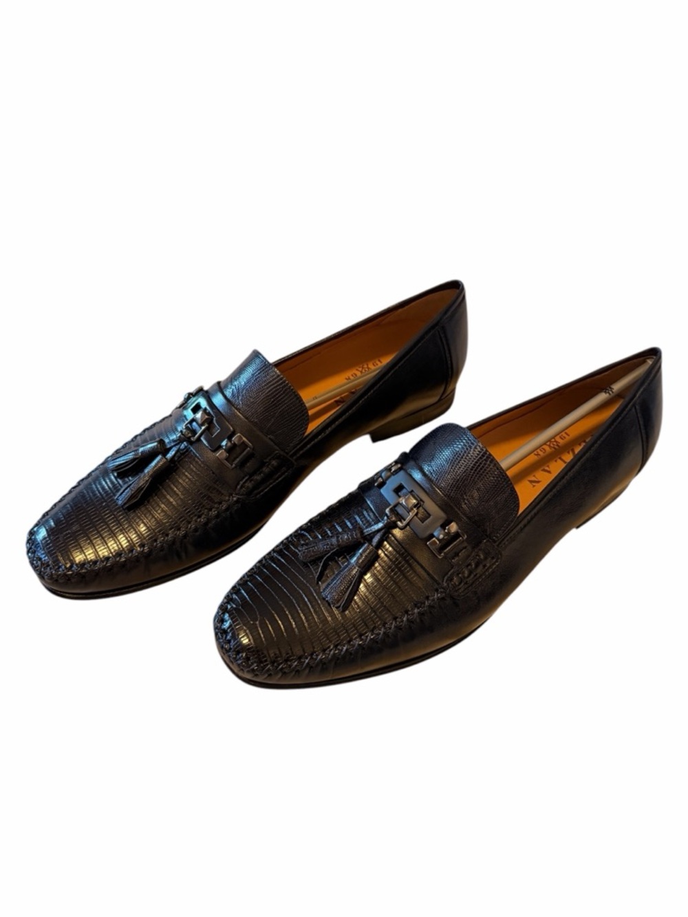 Mezlan Genuine Lizard Tassel Loafers Men’s Size 9M Black Dress Shoes Italy